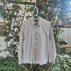 Oakley LS Solid Woven Mens Long Sleeve Button Up Shirt Cotton Gray Size M